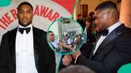 Anthony Joshua lands in Ghana, sends crowd wild with surprise motorbike stunt, video