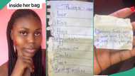 Lady who checked her younger sister's bags shares interesting handwritten list she found