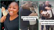 "She's very lucky": Nigerian lady flies abroad to meet oyinbo lover, video melts hearts