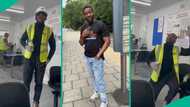 Nigerian man gets construction job in UK, kneels in thanksgiving to God