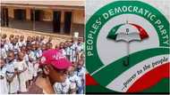 Intrigues as teacher teaches pupils PDP songs on assembly ground, see video