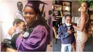 Wizkid's 1st baby mama Shola Ogudu shares epic throwback photo of herself in graduation gown & Tife as a baby