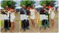 “First time I am seeing this”: Nigerian lady honours her dad, puts her graduation gown on him