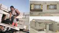 Woman wins hearts on social media as photos show her building own house by herself