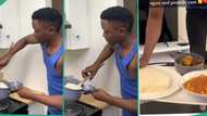 "Your husband need side chick?" Lady shows her hubby in kitchen as he prepares egusi soup for her