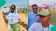 NYSC lady overjoyed after her man came to orientation camp to visit her