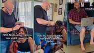 "Does he need another wife?" Oyinbo man perfectly braids wife's hair at home, video melts hearts