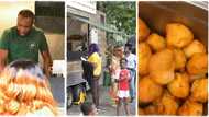 "We serve traditional food": Nigerian man living in UK opens roadside breakfast joint, fries akara