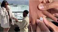 Man proposes to his baby mama with stunning ring in romantic video, she bursts into tears