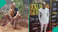 Daniel Regha harvests his yams after 6 months, netizens advise him: "Christmas don set for you"