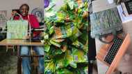 "Still your Ibadan girl": Nigerian lady makes laptop bag from waste nylons, shares photos on Twitter