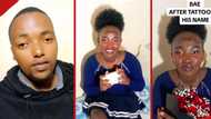 Boyfriend of lady who 'tattooed' his name on forehead surprises her with yoghurt, flowers