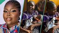 Lady in awe as friend's newborn baby yawns and covers her mouth herself, video sparks reactions