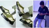 "I created this masterpiece": Nigerian shoemaker produces beautiful shoe that has army colour, puts cost at N30k