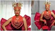 Traditional looks for brides: Gorgeous lady sports breathtaking Edo look for her wedding