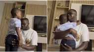 Funke Akindele’s hubby shares video of one of their twin sons praying for him, fans catch glimpse of his face