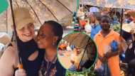 "They kept hugging": Nigerian man hits market with his oyinbo wife in video, traders give her gifts