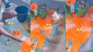 "Nothing must be wasted": Young men use fufu to eat soup from ground after it fell, video trends