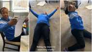 Joyous Nigerian mum falls, rolls on floor like kid after hearing her daughter is pregnant, video melts hearts