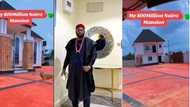 "My N800 million mansion": Igbo man in native outfit walks like boss in his building, video trends