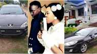 Social media reacts as Nigerian lady buys car for husband, completes their house, shares adorable photos