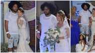 Mixed reactions as Dominican singer weds beautiful bride in ripped denim shorts