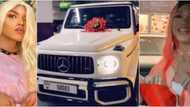 Crossdresser Goldtiful excitedly shows off brand new G-wagon he received as birthday gift