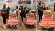 "I'm finally in Canada": Lady packs her things with joy and happiness, relocates abroad after getting visa