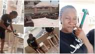 Pretty Nigerian lady makes nice furniture, impresses many on social media with her carpentry skills