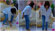 She jumped out like she can dance: Reactions as Toyin Abraham drops her version of happy feet and moonwalk