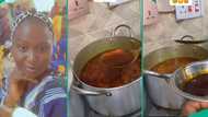 Woman who begged husband to cook marvels over amount of palm oil he used in egusi soup, video trends