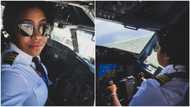 Female pilot receives much love as she poses during flight in aeroplane's cockpit, see what people said (photos)