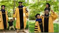 Couple finishes Ph.D. same day, poses for photos, their toddler son steals show, social media users react