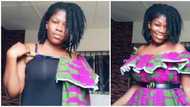 "So creative": Internet users in awe as talented lady shares impressive ankara dress hack