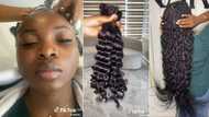 Lady braids her hair for N220k at salon, shares video of final look, people react