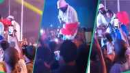 “Make she go do pregnancy test”: Davido hugs lady who gave him flower at Asaba concert, video trends
