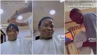 "Such a good dad": Young Nigerian man visits barbershop and cuts dreads before seeing his newborn