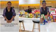 "Can I join you?" Reactions as Nigerian lady displays massive foodstuffs she buys monthly for her family of 7