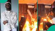 Moment Carter Efe's studio caught fire during livestream: "They almost cooked themselves"