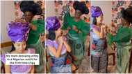 Filipino lady overjoyed as her Nigerian mother-in-law dresses her up in traditional clothes, video goes viral