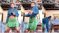 "Where are my slippers?" Lady with flat tummy shakes waist gently at home, mum catches her in viral video