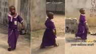 "Vawulence pikin": Little girl in oversized uniform walks on the street like a boss in viral video
