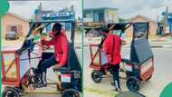 Nigerian man uses special bicycle to hawk snacks, video of vehicle goes viral on TikTok