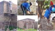 Photos of Woman Mixing Cement and Climbing Ladder to Plaster a Building Cause Huge Stir, Many Celebrate Her