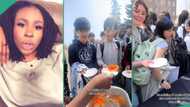 Lady and her friend share jollof rice to the whole school, oyinbos rush them with plates in video
