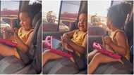 "She will never lack": Little girl inside car removes money from mum's purse, gives to beggar in video