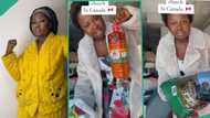 Reactions as lady flaunts bag of rice, other gifts Nigerian church in Canada gave her as first-timer