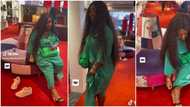Jackie Appiah: Pretty actress slays in beautiful green dress, struggles to walk after wearing tight high heels