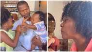 Lady leaves babies for her husband while in restaurant, eats in peace while they disturb him