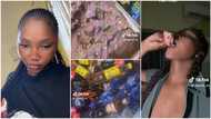 "Carry follow next time": Lady enjoys herself with mum's provisions after she was left alone in shop